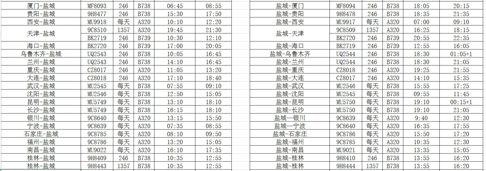 航班时刻